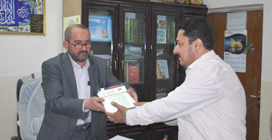 زيارة الأديب السيد حسين السيد هاشم خيمكة آل طعمة للجامعة لتوثيق نتاجاتها الثقافية