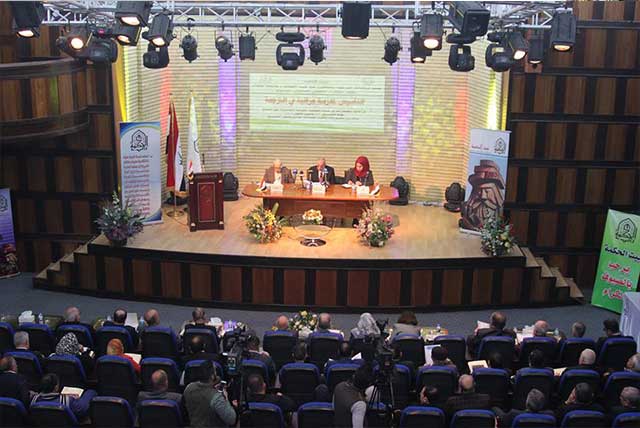 حضور السيد رئيس الجامعة في مؤتمر بيت الحكمة حول تأسيس مدرسة عراقية للترجمة